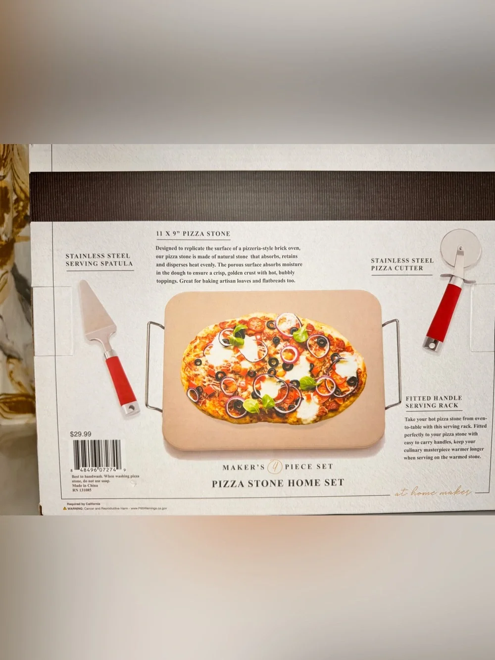 Buon Appetito Premium Pizza Stone with Rack and Utensils